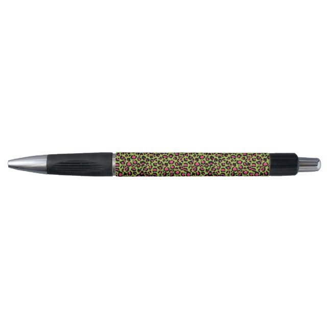 Leopard Pattern in Raspberry on Lime Green (Front)