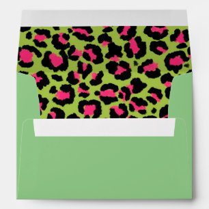 Leopard Pattern in Raspberry on Lime Green Envelop Envelope