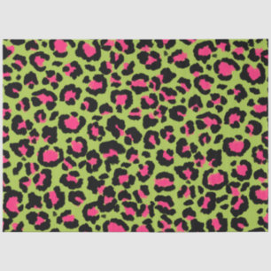 Leopard Pattern in Raspberry on Lime Green Tissue Paper