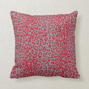 Leopard pattern in red and grey cushion