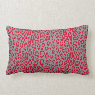 Leopard pattern in red and grey lumbar cushion