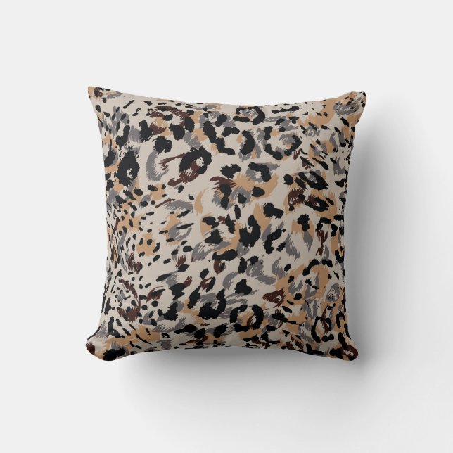 Leopard pattern, jaguar pattern, animal fur cushion (Front)