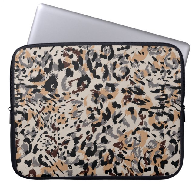 Leopard pattern, jaguar pattern, animal fur laptop sleeve (Front)