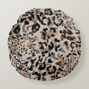 Leopard pattern, jaguar pattern, animal fur round cushion