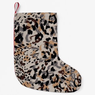 Leopard pattern, jaguar pattern, animal fur small christmas stocking