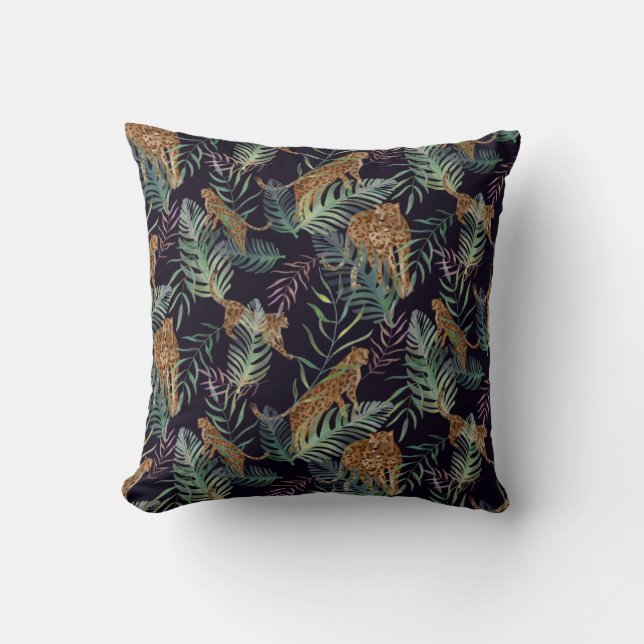 Leopard pattern jungle animals cushion (Front)