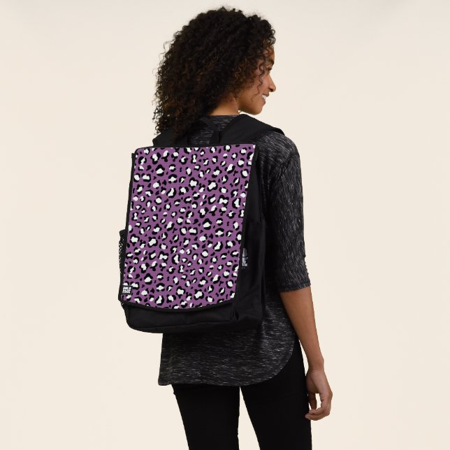 Leopard Pattern, Leopard Spots, Purple Leopard Backpack (Worn)