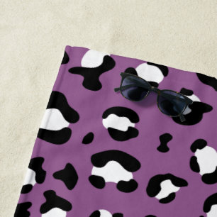 Leopard Pattern, Leopard Spots, Purple Leopard Beach Towel