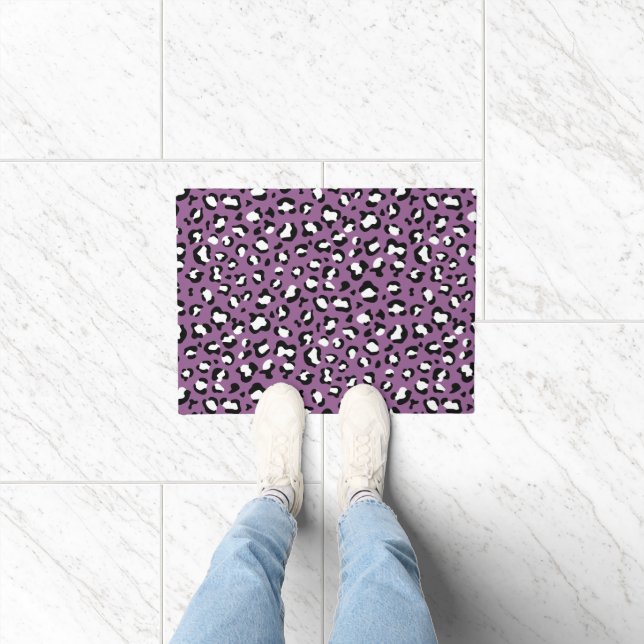 Leopard Pattern, Leopard Spots, Purple Leopard Doormat (Indoor)