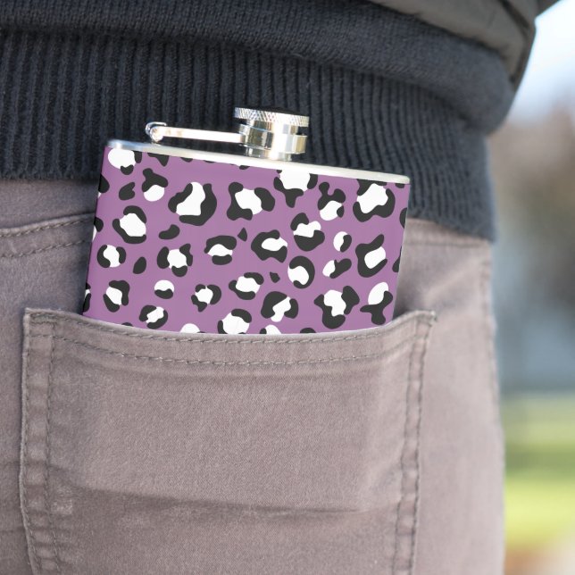 Leopard Pattern, Leopard Spots, Purple Leopard Hip Flask (In Situ)