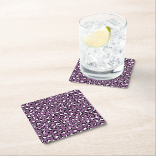 Leopard Pattern, Leopard Spots, Purple Leopard Square Paper Coaster