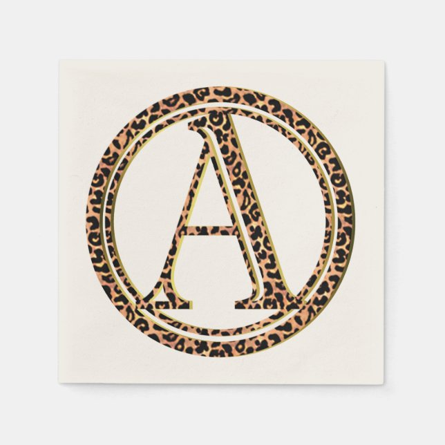 Leopard Pattern Letter A Napkin (Front)