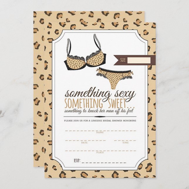 Leopard Pattern Lingerie Bridal Shower Invitation (Front/Back)