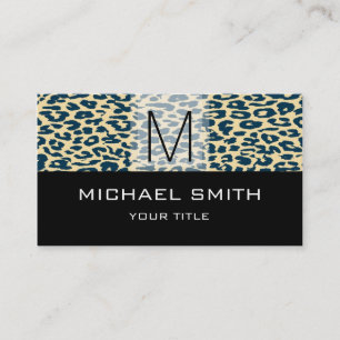 Leopard Pattern Modern Black Monogram #20 Business Card