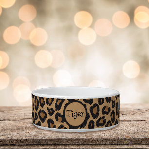 Leopard Pattern Monogram Cat Bowl