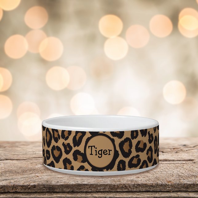 Leopard Pattern Monogram Cat Bowl (Creator Uploaded)