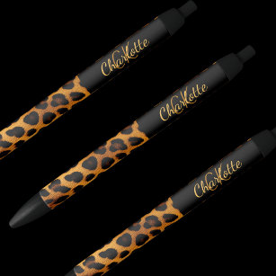Leopard pattern monogram signature name black ink pen