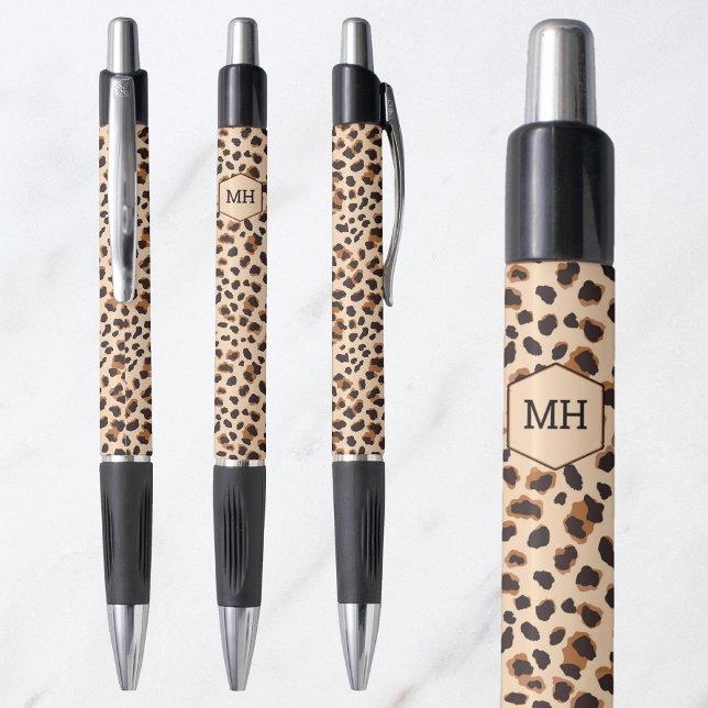 Leopard Pattern Monogrammed Initials Girly Animal (Leopard Pattern Monogrammed Initials Girly Animal Pen)