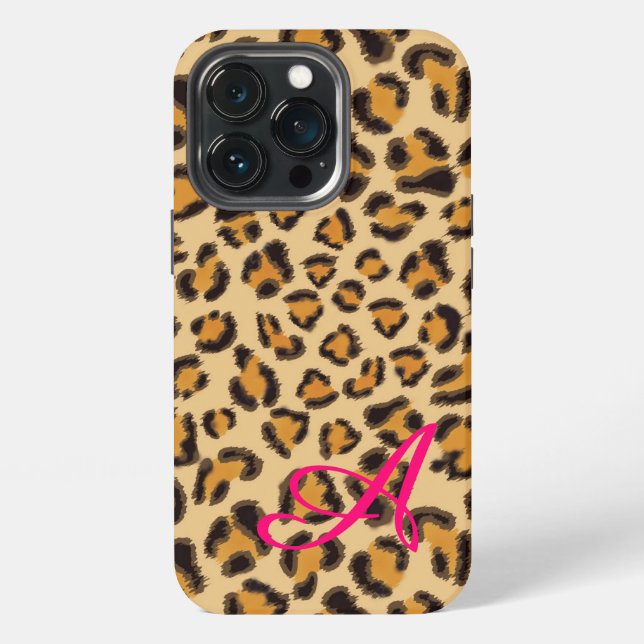 Leopard pattern -monogrammed  iPhone case (Back)
