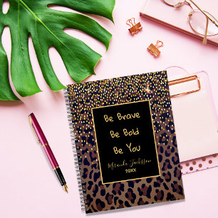 Leopard pattern motivational brown black 2026 planner