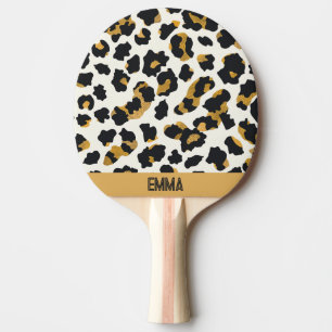 Leopard Pattern on White Background Ping Pong Paddle