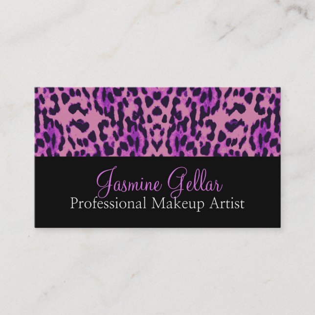 Leopard Pattern Professional Makeup Artist Business Card (Front)