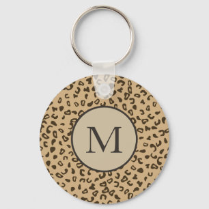 Leopard pattern skin texture tan key ring