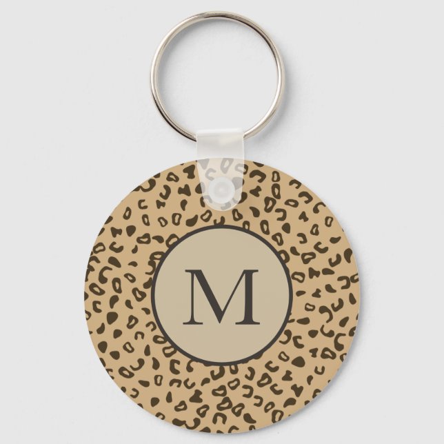 Leopard pattern skin texture tan key ring (Front)