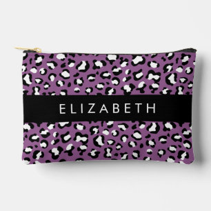 Leopard Pattern, Spots, Purple Leopard, Your Name Accessory Pouch