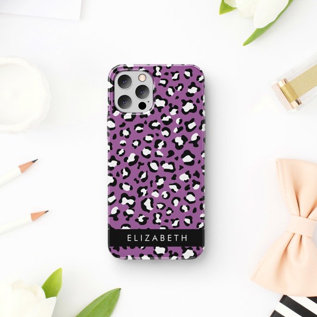 Leopard Pattern, Spots, Purple Leopard, Your Name Case-Mate iPhone Case (Creator Uploaded)