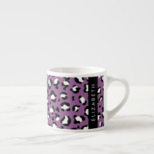 Leopard Pattern, Spots, Purple Leopard, Your Name Espresso Cup