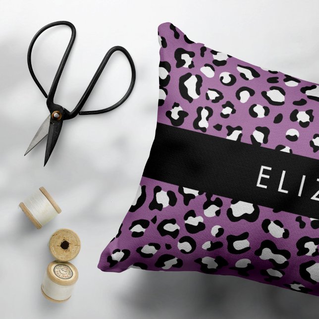 Leopard Pattern, Spots, Purple Leopard, Your Name Pillowcase (Creator Uploaded)