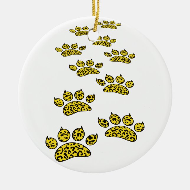 Leopard Paw Print Ceramic Tree Decoration (Front)