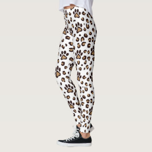Leopard Paw Print Pattern Animal Leggings