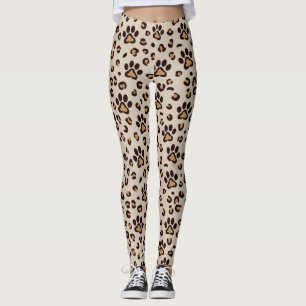 Leopard Paw Print Pattern Animal Leggings