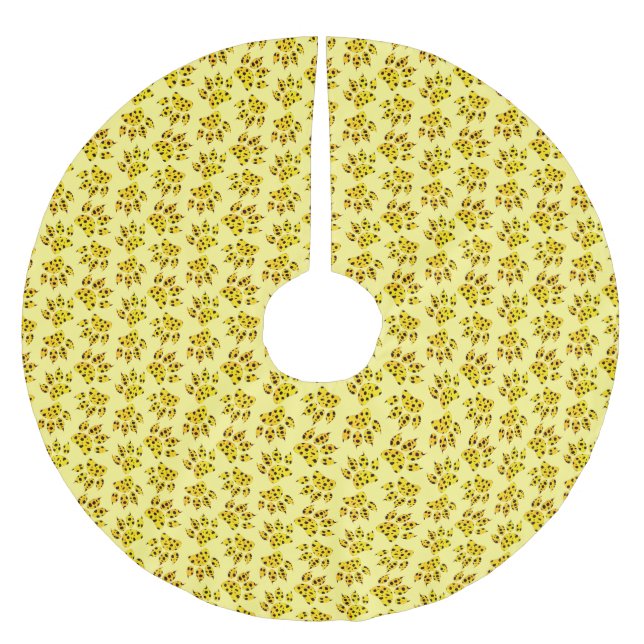 Leopard Paw Print Pattern Brushed Polyester Tree Skirt (Front)