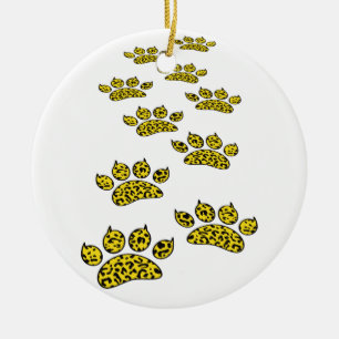 Leopard Paw Print Throw Ceramic Tree Decoration