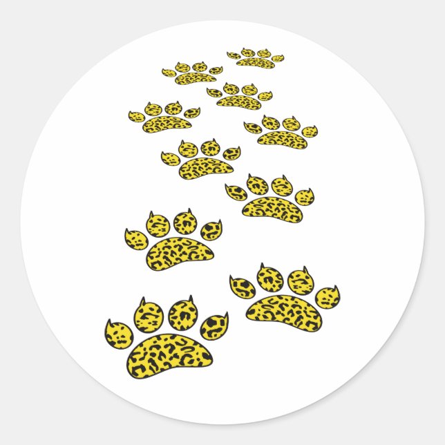 Leopard Paw Print Throw Classic Round Sticker (Front)
