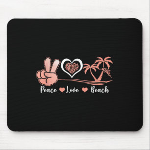 Leopard Peace Love Beach Cool Summer Vibes Beach L Mouse Mat