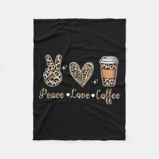 Leopard Peace Love Coffee Funny Gift Love Coffee M Fleece Blanket