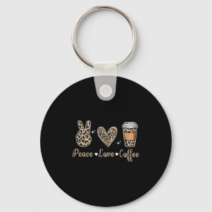 Leopard Peace Love Coffee Funny Gift Love Coffee M Key Ring