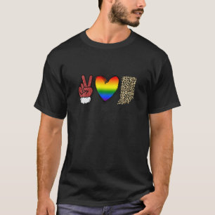 Leopard Peace Love Indiana Heart LGBT Pride Christ T-Shirt