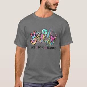 Leopard Peace Love Nursing Nurse Stethoscope Gifts T-Shirt
