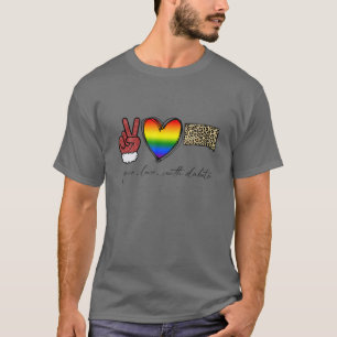 Leopard Peace Love South Dakota Heart LGBT Pride C T-Shirt