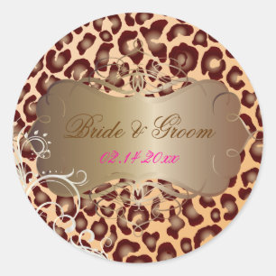 Leopard pearl swirls wedding stickers