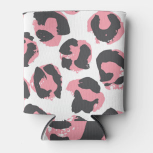 Leopard Pelt: Black Pink Texture Can Cooler