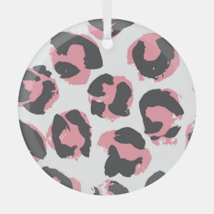 Leopard Pelt: Black Pink Texture Glass Tree Decoration