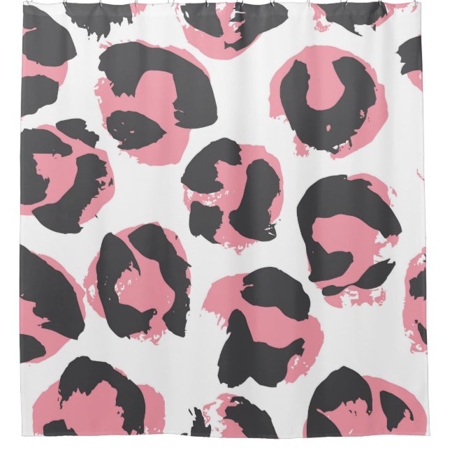 Leopard Pelt: Black Pink Texture Shower Curtain (Front)