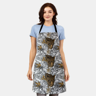 Leopard & Peonies Pattern Apron