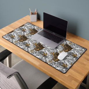 Leopard & Peonies Pattern Desk Mat